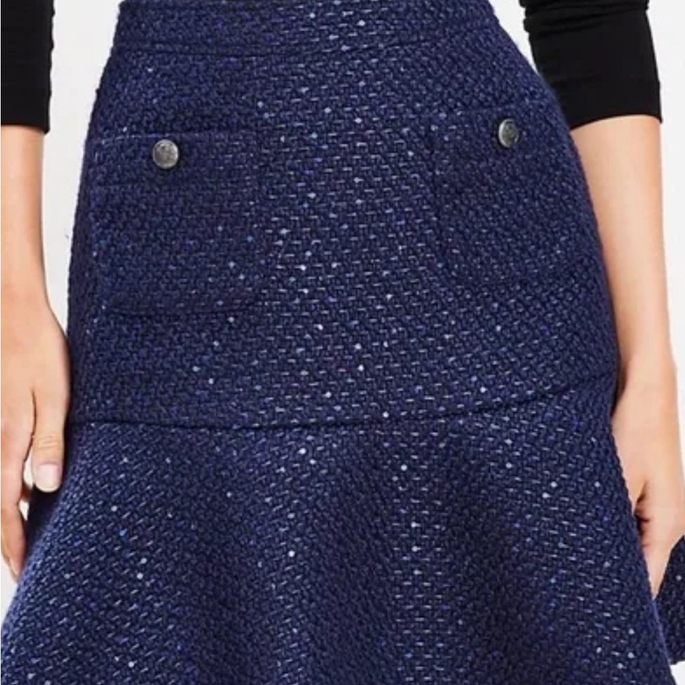 Ann Taylor Loft Tweed Navy sequin mini skirt 8P